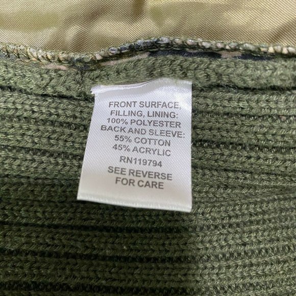 One World Sweater Jacket XL Full Zip Ribbed Knit Printed Green Long Sleeve - Picture 11 of 12